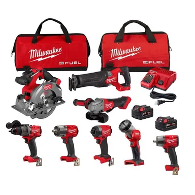 Milwaukee 3697-27-2967-20-2962-20, bundle: M18 FUEL 18V Lithium-Ion Brushless Cordless Combo Kit with (2) 1/2 in. Impact Wrenches w/Friction Ring (9-Tool)
