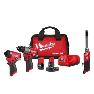 Milwaukee 3050-20-3497-22, bundle: M12 FUEL INSIDER 12V Lithium-Ion Brushless 1/4 in. - 3/8 in. Extended Reach Box Cordless Ratchet w/ M12 2-Tool Combo Kit