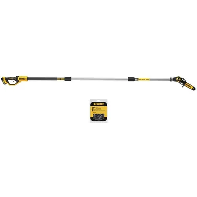 DeWalt DCPS620P1WDT608, bundle: 20-Volt MAX 8 in. Brushless Cordless Battery Powered Pole Saw Kit with 5.0 Ah Battery, Charger and Extra 8 in. Chain