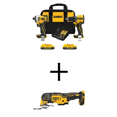 DeWalt DCK225D2WCS356B, bundle: ATOMIC 20-Volt MAX Lithium-Ion Cordless Combo Kit (2-Tool) and Oscillating Tool with (2) 2Ah Batteries, Charger and Bag