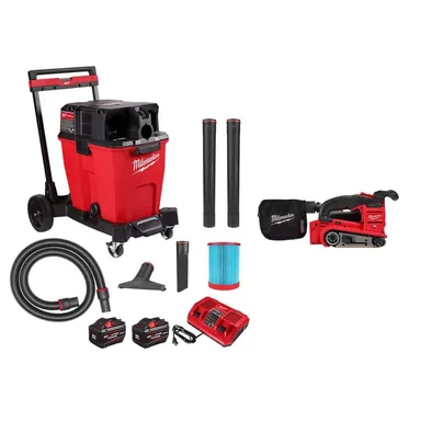Milwaukee 0930-22HD-2832-20, bundle: M18 FUEL 12 Gal. Cordless DUAL-BATTERY Wet/Dry Shop Vacuum Kit with M18 FUEL Cordless Belt Sander