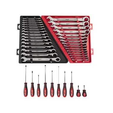 Milwaukee 48-22-9416-48-22-9516-48-22-2710, bundle: SAE/Metric Combination Ratcheting Wrench Mechanics Tool Set with Screwdriver Set (40-Piece)