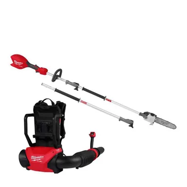 Milwaukee 3009-20-3016-20PS, bundle: M18 FUEL 155 MPH 650 CFM 18V Brushless Cordless Dual Battery Backpack Leaf Blower w/ M18 FUEL 10 in. QUIK-LOK Pole Saw