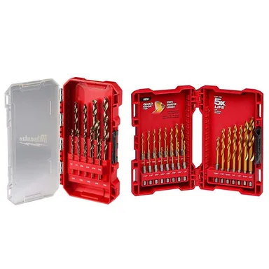 Milwaukee 48-89-2370-48-89-4631, bundle: Cobalt Red Helix Drill Bit Set for Drill Drivers and SHOCKWAVE Titanium Drill Bit Set (38-Piece)