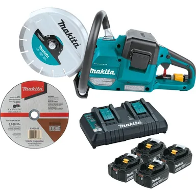 Makita XEC01PT1, kit: Makita XEC01PT1 36V (18V X2) LXT Brushless 9" Power Cutter Kit, with AFT, Electric Brake, 4 Batteries (5.0 Ah)