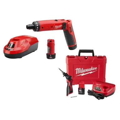 Milwaukee 2101-22-2488-21, bundle: M4 4V Lithium-Ion Cordless 1/4 in. Hex Screwdriver 2-Battery Kit, &Soldering Iron Kit