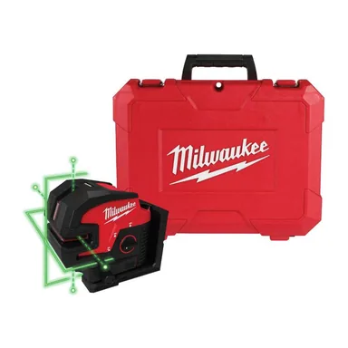 Milwaukee 3624-20, bare tool: M12 12-Volt Lithium-Ion Cordless Green Cross Line and 4-Points Laser (Tool Only)