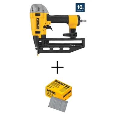 DeWalt DWFP71917W16200, bundle: Pneumatic 16-Gauge 2-1/2 in. Nailer and 2 in. x 16-Gauge Straight Finish Nails (2500 Per Box)