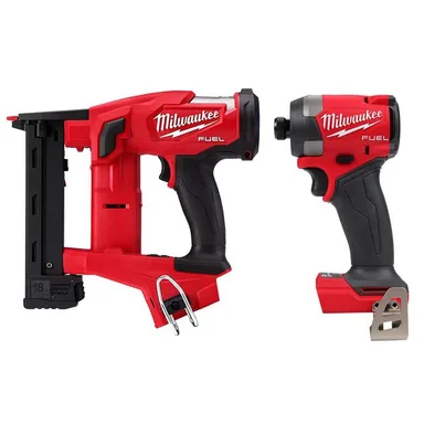 Milwaukee 2749-20-2953-20, bundle: M18 FUEL 18V Lith-Ion Brushless Cordless 18-Gauge 1/4 in. Narrow Crown Stapler & Impact Driver
