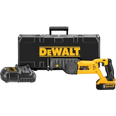 DeWalt DCS380P1, kit: 20V MAX Cordless Reciprocating Saw with (1) 20V 5.0Ah Battery, and Charger (photograph from the Home Depot listing)