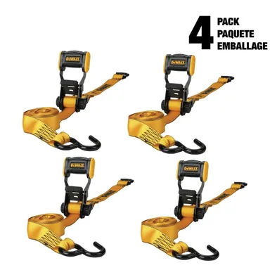 DeWalt DXBC18004, unpowered: 12 ft. x 1.25 in. Ratchet Tie Down Straps 1800 LB Break Strength (4-Pack)