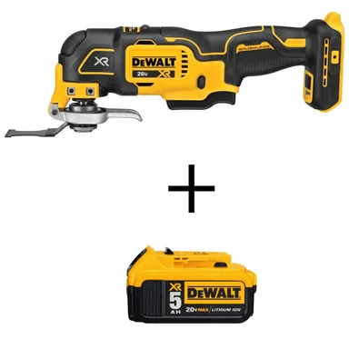 DeWalt DCS356BW205, bundle: 20V MAX XR Cordless Brushless 3-Speed Oscillating Multi Tool and (1) 20V MAX XR Premium Lithium-Ion 5.0Ah Battery