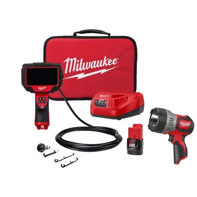 Milwaukee 2324-21-2353-20, bundle: M12 12-Volt Lithium-Ion Cordless M-SPECTOR 360-Degree 10 ft. Inspection Camera Kit w/M12 750 Lumen TRUEVIEW Spotlight