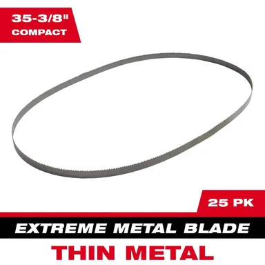 Milwaukee 48-39-0616, accessory: 35-3/8 in. 12/14 TPI Compact Extreme Thin Metal Cutting Band Saw Blade (25-Pack) For M18 FUEL/Corded Compact Bandsaw (photograph from the Home Depot listing)