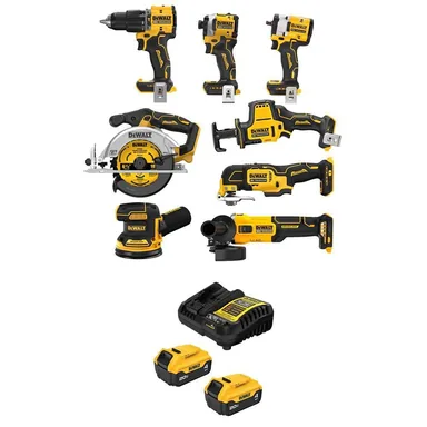 DeWalt DCK880WCB204-2C, bundle: 20-Volt MAX Lithium-Ion Cordless Combo Kit (8-Tool) with (2) 4.0 Ah Batteries and Charger