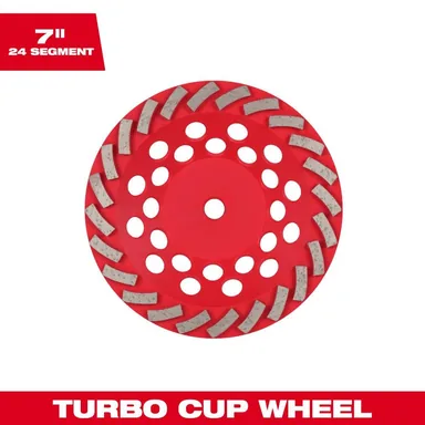Milwaukee 49-93-7796, accessory: 7 in. Turbo 24 Segment Diamond Cup Wheel (photograph from the Home Depot listing)