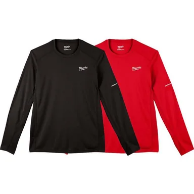 Milwaukee 415B-XL-415R-XL, bundle: Men's X-Large Black and Red WORKSKIN Light Weight Performance Long Sleeve T-Shirt (2-Pack)