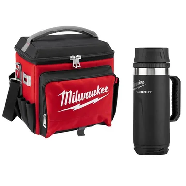 Milwaukee 48-22-8250-48-22-8394B, bundle: 21 Qt. Soft Sided Jobsite Lunch Cooler with PACKOUT Black 18 oz. Insulated Mug with Sip Lid