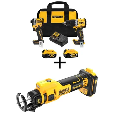 DeWalt DCK2050M2WE555B, bundle: 20-Volt MAX XR Hammer Drill and Atomic Impact Driver 2-Tool Cordless Combo Kit and Cut-Out Tool with two 4.0Ah Batteries
