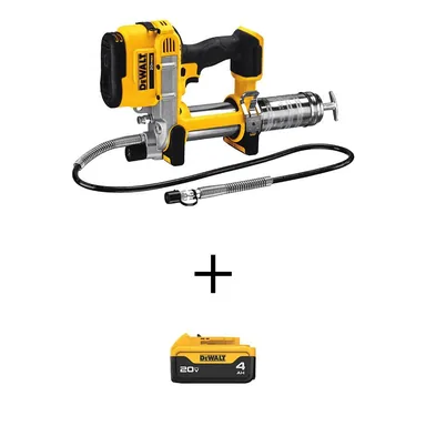 DeWalt DCGG571Bw4b, kit: 20V MAX Cordless 10,000 PSI Variable Speed Grease Gun and (1) 20V MAX Premium Lithium-Ion 4.0Ah Battery