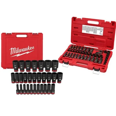 Milwaukee 49-66-7015-49-66-7009, bundle: SHOCKWAVE 1/2 in. & 3/8 in. Drive Metric/SAE 6 Point Impact Socket Set (72-Piece)