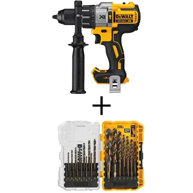 DeWalt DCD996BW1181, bundle: 20V MAX XR Cordless Brushless 3-Speed 1/2 in. Hammer Drill (Tool Only) and Black and Gold Drill Bit Set (21 Piece)