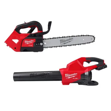 Milwaukee 2826-20T-2824-20, bundle: M18 FUEL 14 in. Top Handle 18V Lithium-Ion Brushless Cordless Battery Chainsaw w/ M18 FUEL Dual Battery Blower (2-Tool)