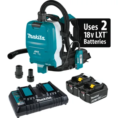 Makita XCV10PTX, kit: Makita XCV10PTX 36V (18V X2) LXT Brushless 1/2 Gallon HEPA Filter Backpack Dry Dust Extractor Kit, AWS Capable (5.0Ah)