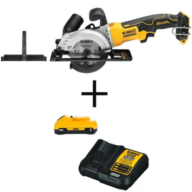 DeWalt DCS571BW230C, bundle: ATOMIC 20V MAX Cordless Brushless 4-1/2 in. Circular Saw, (1) 20V 3.0Ah Battery, and Charger