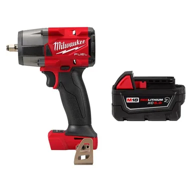 Milwaukee 2960-20-48-11-1850R, bundle: M18 FUEL GEN-2 18V Lithium-Ion Mid Torque Brushless Cordless 3/8 in. Impact w F Ring w/5.0 ah Resistant Battery