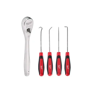 Milwaukee 48-22-9014-48-22-9215, bundle: 1/4 in. Drive Ratchet and Hook and Pick Set (5-Piece)