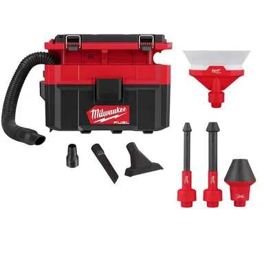 Milwaukee 0970-20-49-90-2022-49-90-2024, bundle: M18 FUEL PACKOUT Cordless 2.5 Gal. Wet/Dry Vacuum w/AIR-TIP 1-1/4 in. - 2-1/2 in. (4-Piece) Debree and Conduit Line Kit