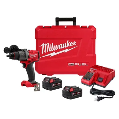 Milwaukee 2904-22, kit: M18 FUEL 18V Lithium-Ion Brushless Cordless 1/2 in. Hammer Drill Driver Kit with Two 5.0 Ah Batteries and Hard Case