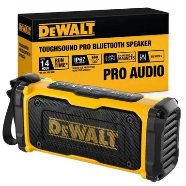 DeWalt 190 1200 DW2, unclassified: ToughSound Pro Bluetooth Jobsite Speaker, Magnetic Mount, IP67 Waterproof