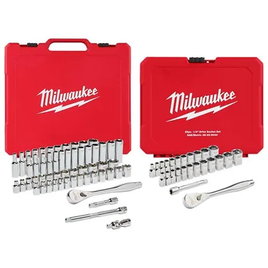 Milwaukee 48-22-9008-48-22-9044, bundle: 3/8 in. and 1/4 in. Drive SAE/Metric Ratchet/Socket Mechanics Tool Set (81-Piece)