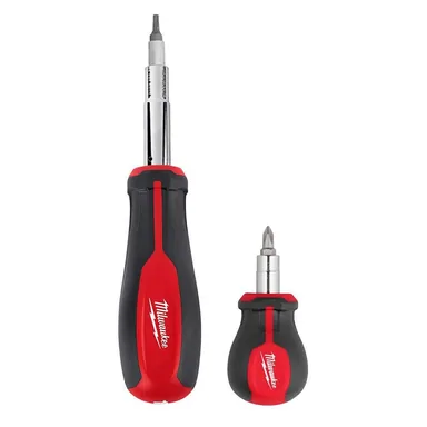 Milwaukee 48-22-2763, unpowered: 11-in-1 Multi-Bit Screwdriver and 6-in-1 Stubby Multi-Bit Screwdriver Set (2-Piece)