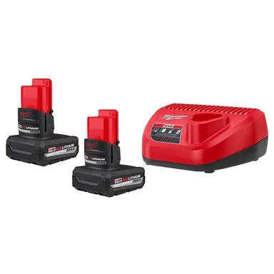 Milwaukee 48-59-2450P, accessory: M12 12V Lithium-Ion XC High Output 5.0 Ah Battery Pack (2-Pack) Starter Kit with Charger
