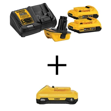 DeWalt DCA2203CWDCB240, bundle: 18V to 20V MAX Lithium-Ion Battery Adapter Kit with 2Ah Battery (2-Pack) and 20V MAX Compact Lithium-Ion 4.0Ah Battery