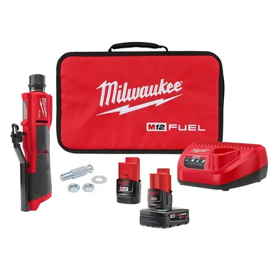 Milwaukee 2409-22, kit: M12 FUEL 12V Lithium-Ion Brushless Low Speed Tire Buffer Kit with 4.0 Ah and 2.0 Ah Battery and Bag (photograph from the Home Depot listing)