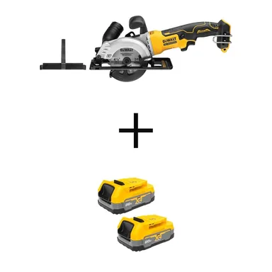 DeWalt DCS571BWBP034-2, bundle: ATOMIC 20-Volt MAX Lithium-Ion Cordless Brushless 4-1/2 in. Circular Saw with 2-20-Volt MAX POWERSTACK Compact Batteries