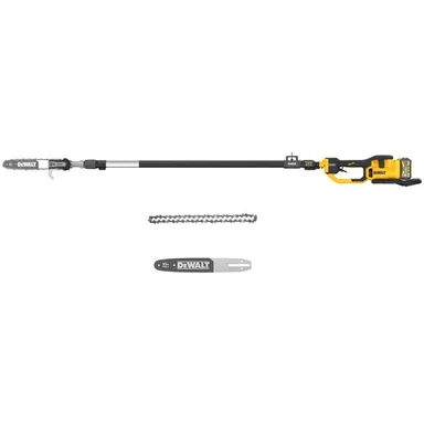 DeWalt DCPS671X1W10B10, bundle: FLEXVOLT 60V MAX 10 in. Cordless Telescoping Pole Saw Kit w/ (1) 3.0 Ah Battery and Charger w/Extra 10 in. Bar and Chain