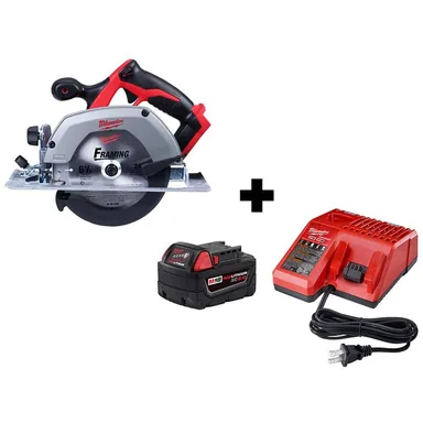 Milwaukee 2630-20-48-59-1850, bundle: M18 18V Lithium-Ion Cordless 6-1/2 in. Circular Saw W/ M18 Starter Kit (1) 5.0Ah Battery & Charger
