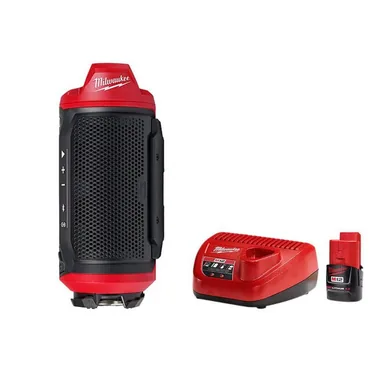 Milwaukee 2955-20-48-59-2420, bundle: M12 12-Volt Lithium-Ion Cordless Bluetooth Jobsite Speaker with 2. 0Ah Battery and Charger Starter Kit