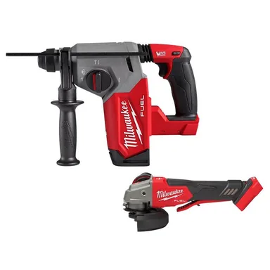 Milwaukee 2912-20-2888-20, bundle: M18 FUEL 18V Lithium-Ion Brushless Cordless 1 in. SDS-Plus Rotary Hammer (Tool-Only) with 4-1/2 in./5 in. Grinder