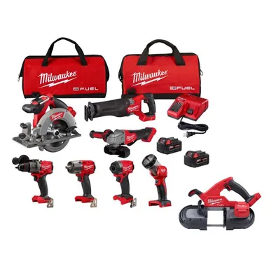 Milwaukee 3697-27-2829-20, bundle: M18 FUEL 18V Lithium-Ion Brushless Cordless Combo Kit with (2) 5.0 Ah Batteries (7-Tool) & Compact Bandsaw