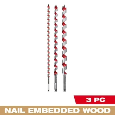 Milwaukee 48-13-3000, accessory: Ship Auger Wood Drilling Bit Set (3-Piece)