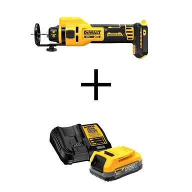 DeWalt DCE555BWCBP034C, bundle: XR 20-Volt Lithium-Ion Cordless Rotary Drywall Cut-Out Tool with POWERSTACK 1.7 Ah Battery and Charger