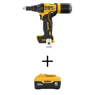 DeWalt DCF403BWDCB206, bundle: 20V MAX Lithium-Ion Cordless 3/16 in. Rivet Tool with 20V MAX Premium Lithium-Ion 6.0Ah Battery Pack