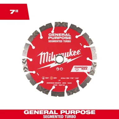 Milwaukee 49-93-9007, accessory: 7 in. DIAMOND MAX General Purpose Segmented Turbo Diamond Blade