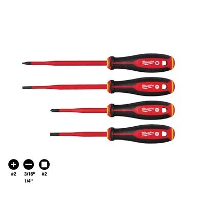 Milwaukee 48-22-2219, unpowered: 1000V Insulated Slim Tip Screwdriver Set (4-Piece)